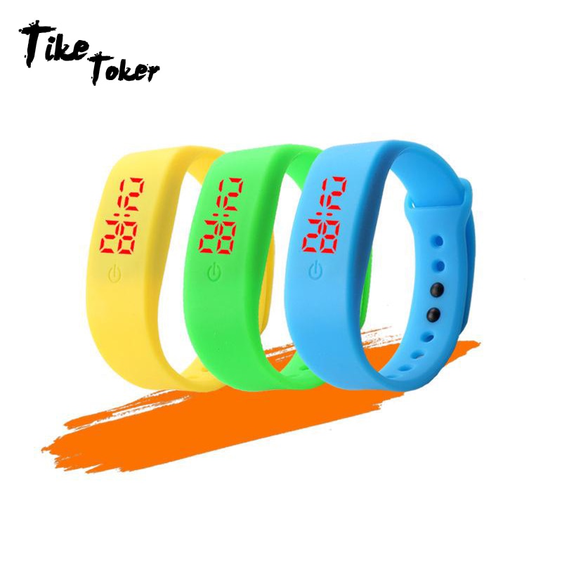 Tike toker, snoepkleurige heren- en dameshorloges met rubberen led-leds, kinderhorloges met datum, armband, digitaal sporthorloge voor studenten