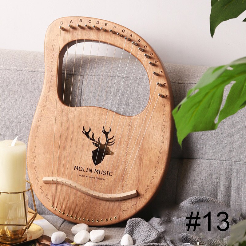 16-Tone Log Lyre Portable Musical Instrument 16-Strings Solid Wood Veneer Lyre Stringed Instrument YA88: 13