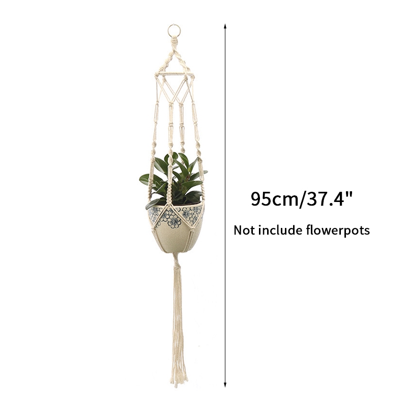 Tuinieren Groene Plant Hangende Mand Katoenen Touw Hanger Bloempot Handgemaakte Macrame Pot Zakmuur Boho Binnenplaats Home Decor