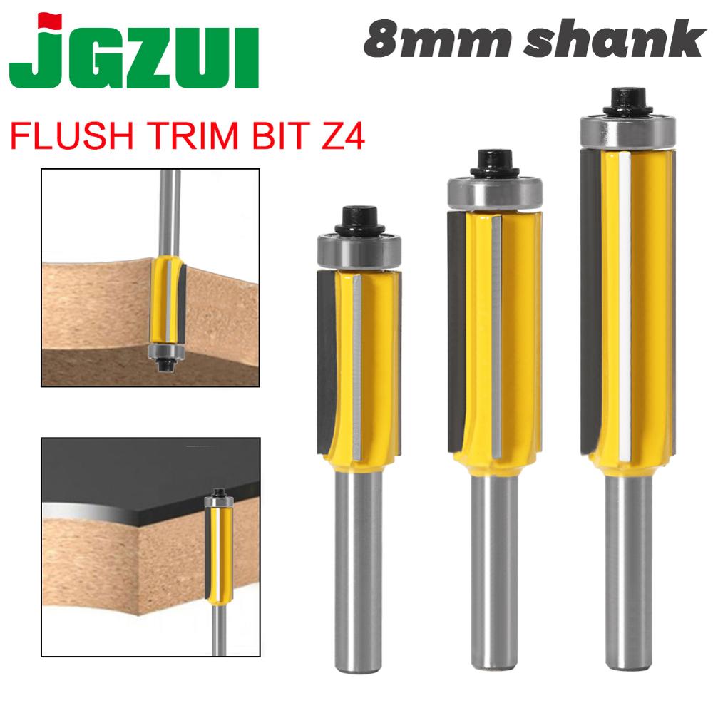 3pc 8mm Flush Trim bit Z4 Pattern Router Bit Top & Bottom Bearing Bits Milling Cutter For Wood Woodworking Cutters