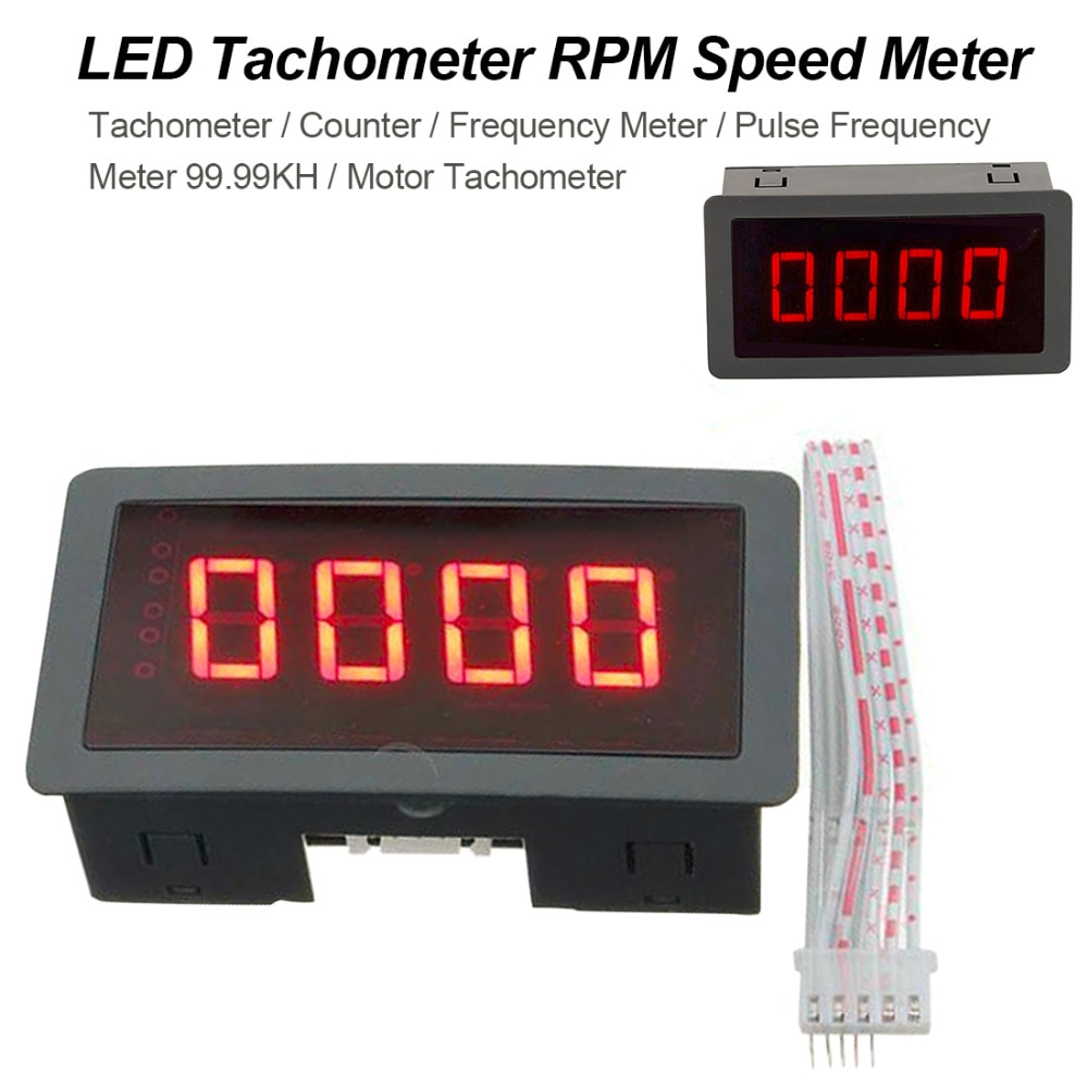 10-9999Rpm 4 Digitale Toerenteller Rode Led Tach Rpm Snelheid Meter Met Naderingsschakelaar Sensor Npn