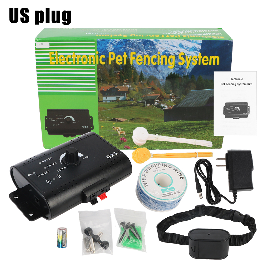 Electronic Pet Fence System Containment Dog Training Collar Pet Accessories Electric Dog Fence Sound Shocked Collar Waterproof: WHITE