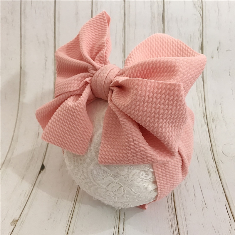 7'' Big Bows Texture Top Knot For Girls Chic Kids Winter Solid Wide Headband Hair Bow DIY Hair Accessories Head wrap