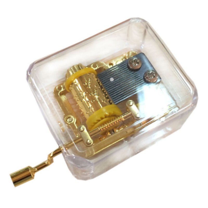 Music Box Lovely Exquisite Clear Acrylic Square Gold Hand Cranked Gurdy 18 Note Happy Birthday Music Box Play Castle In The Sky