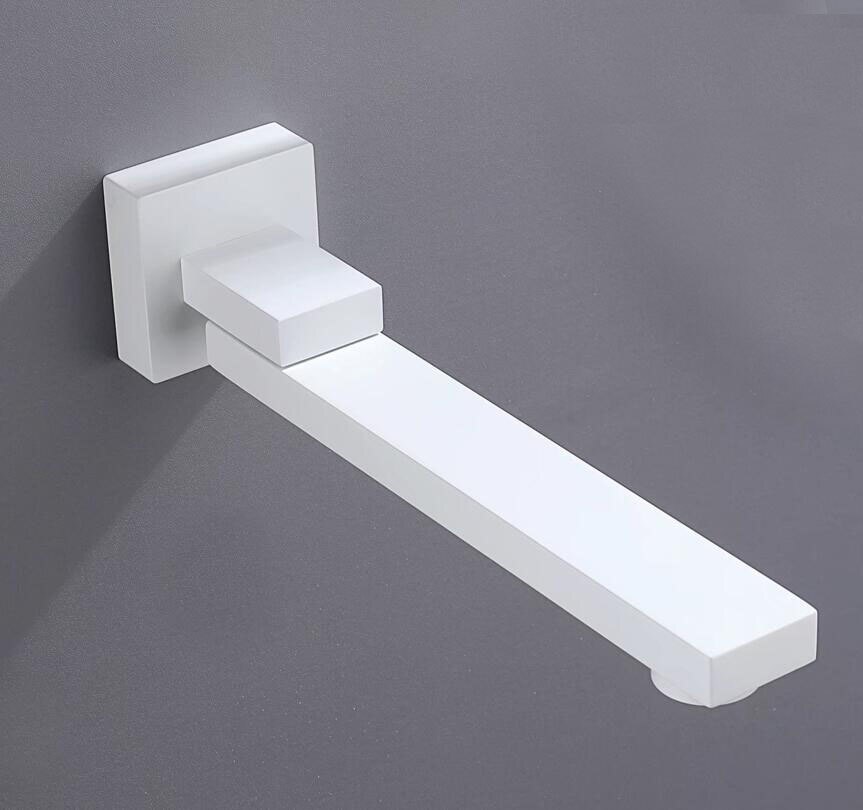 wall mounted faucet spout Square and Round brass chrome or black or brushed gold or gray spout shower faucet accessories SP090: white