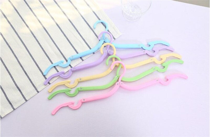 5Pcs Portable Travel Cloth Hanger Plastic Foldable Rack Drying Clothespin Trouser Coat Towel Socks Storage Closet Organizer