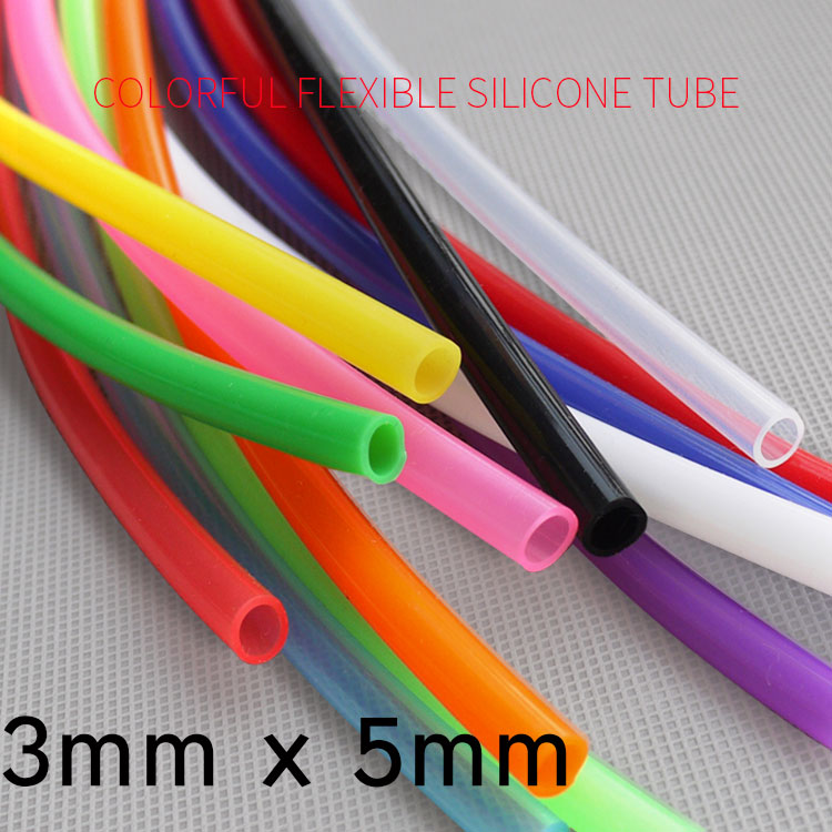 Tube de Silicone Flexible coloré ID 3mm x 5mm OD alimentaire Non toxique boisson eau tuyau en caoutchouc lait bière tuyau souple connecteur