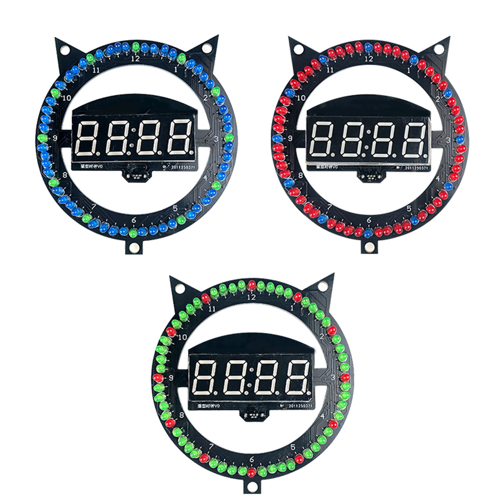 LED zabawny budzik DIY zestaw spawanie elektroniczne wielofunkcyjny kotek zegar twórcze światło kontrola temperatury montaż