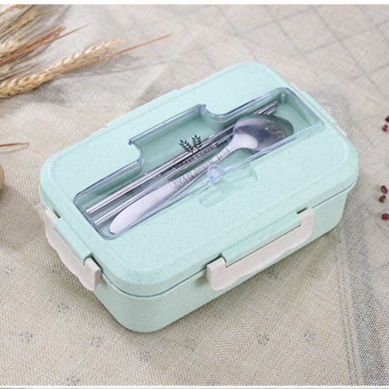 Baby Food Milk Bottle Storage Insulation Bag Microwave Lunch Box Wheat Straw Dinnerware Food Storage Container for Children Kids: E274-Green