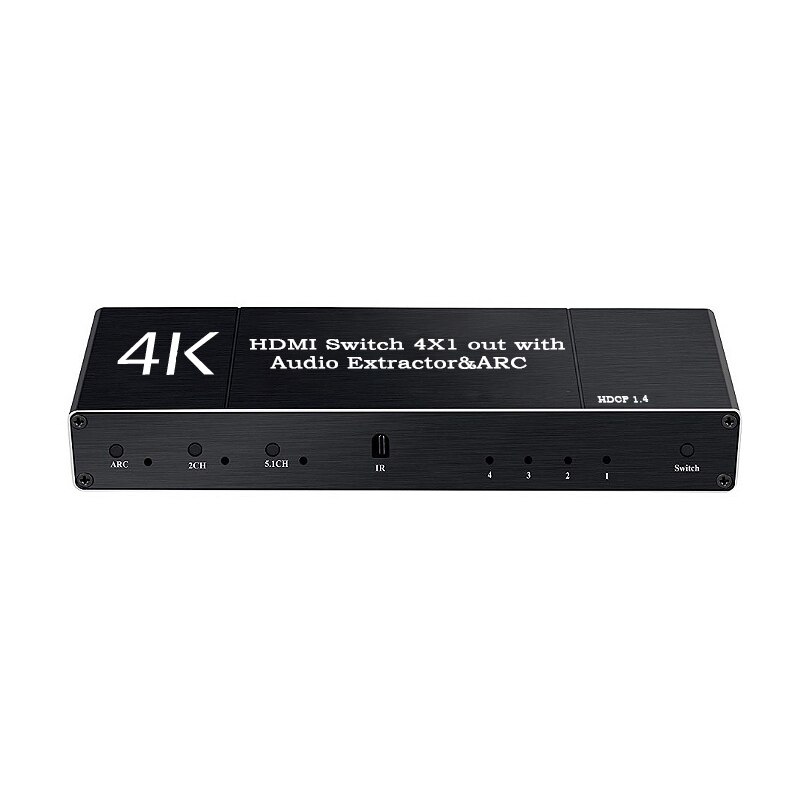 Hdmi switch 4k @ 60hz 4 in 1 ud med fjernbetjening/o optisk, hdmi splitter med o udtræksstøttebue: Default Title