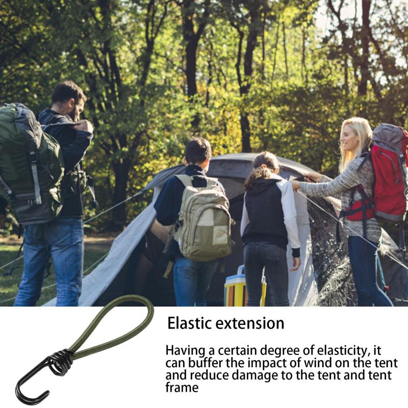 Cuerdas elásticas con gancho para tienda de campaña, correas elásticas pequeñas, cuerda de lona ligera para viajes, senderismo, escalada, mochilero