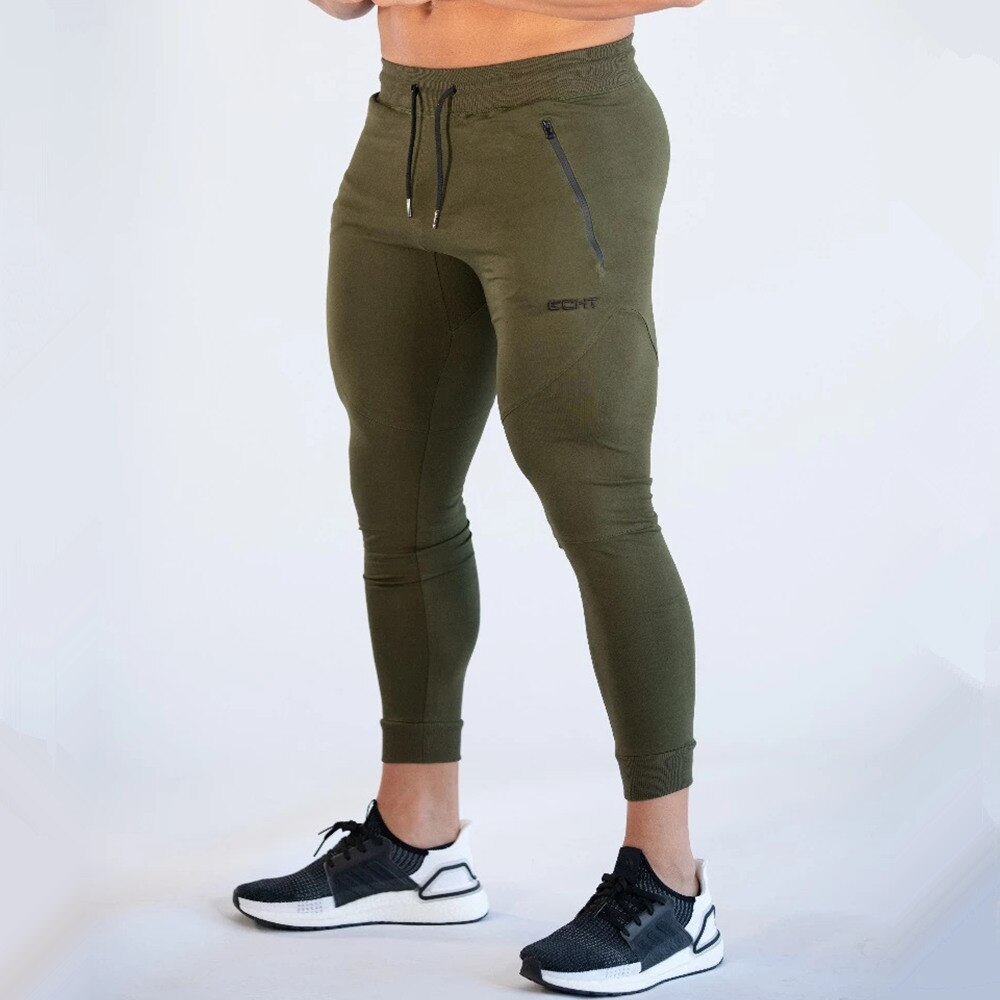 Fitnessstudio Dünne Jogger Hosen Männer Laufende Sweatpants Fitness Bodybuilding Ausbildung Hosen Sportbekleidung Männlichen Baumwolle Joggen Schlauch: Armee Grün / L
