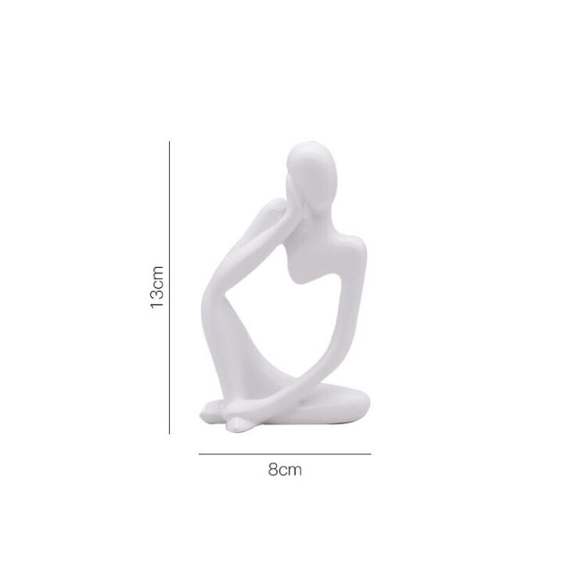 Home Decoratie Hars Sculptuur Denker Karakter Abstract Standbeeld Art Europese Stijl Voor Home Decor Moderne Kantoor Plank Desktop: White C