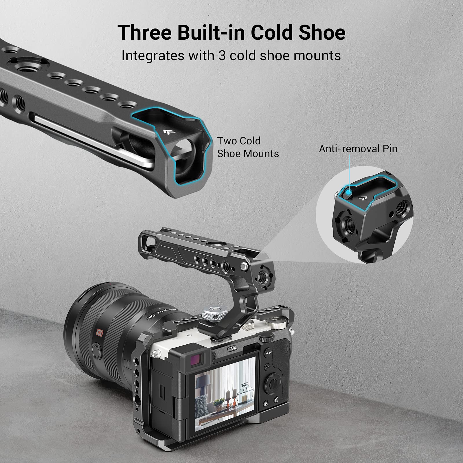 SmallRig Cold Shoe Handle With 15mm Rod Clamp/Arri Locating Holes for SONY For DSLR Cameras /Cages/Camcorder Accessories - 2094C