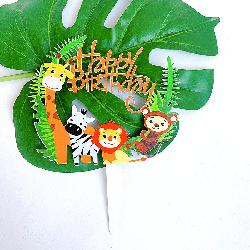 Cute Cartoon Acrylic Cake Card Happy Birthday Small Animal Birthday Cake Decoration Cake Decorating Supplies