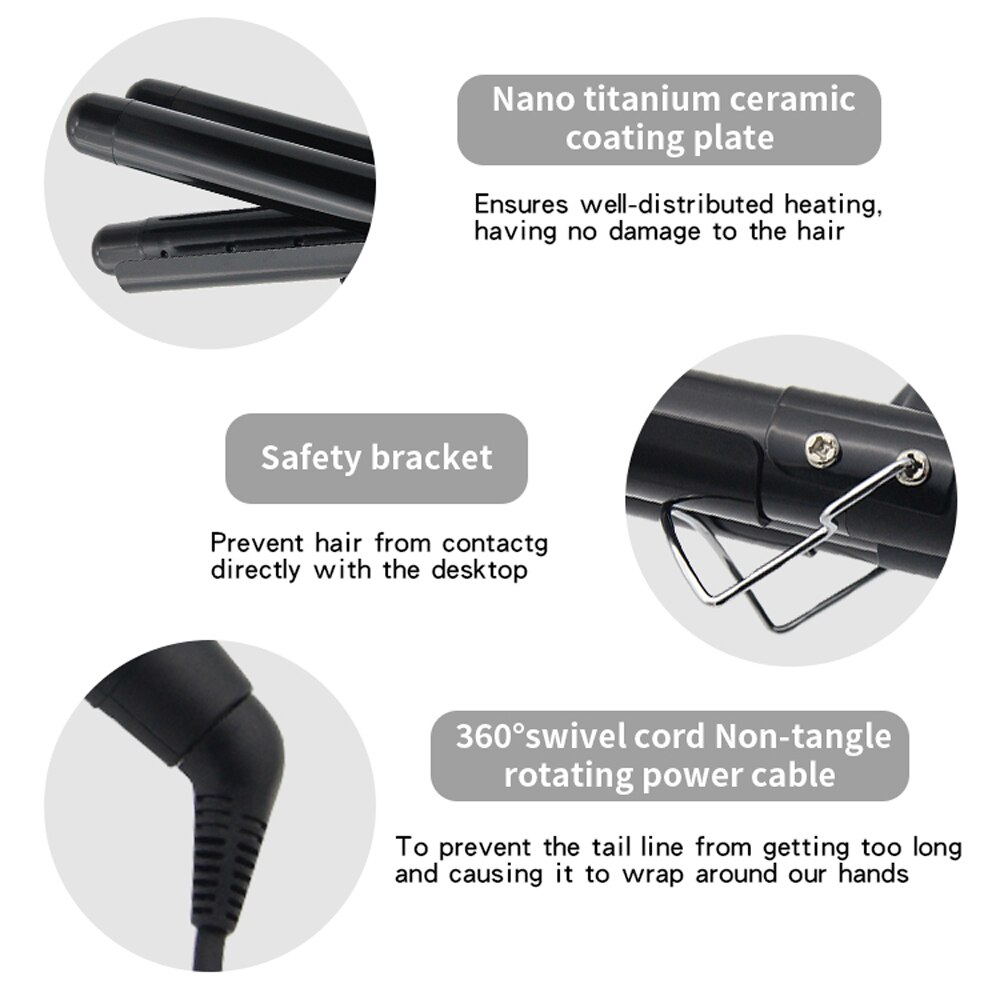 LCD Digital Display Hair Curling Iron Machine Hair Crimper Automatic Curls Air Hair Curler Electric Splint 3 Tubes Hair Curlers