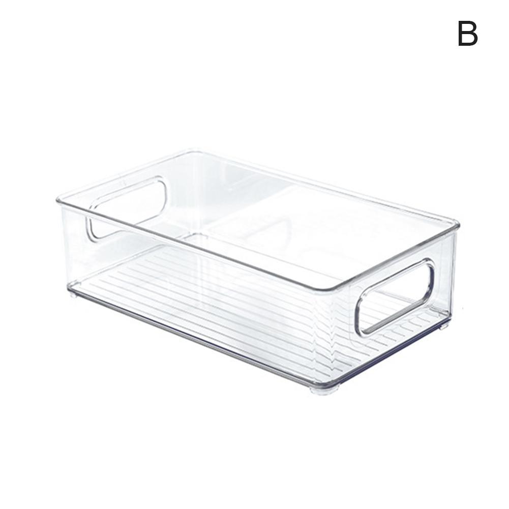 Refrigerator Organizer Bins Stackable Fridge Organizers Cutout Handle Clear Seal Plastic Pantry Household Food Storage Rac: B