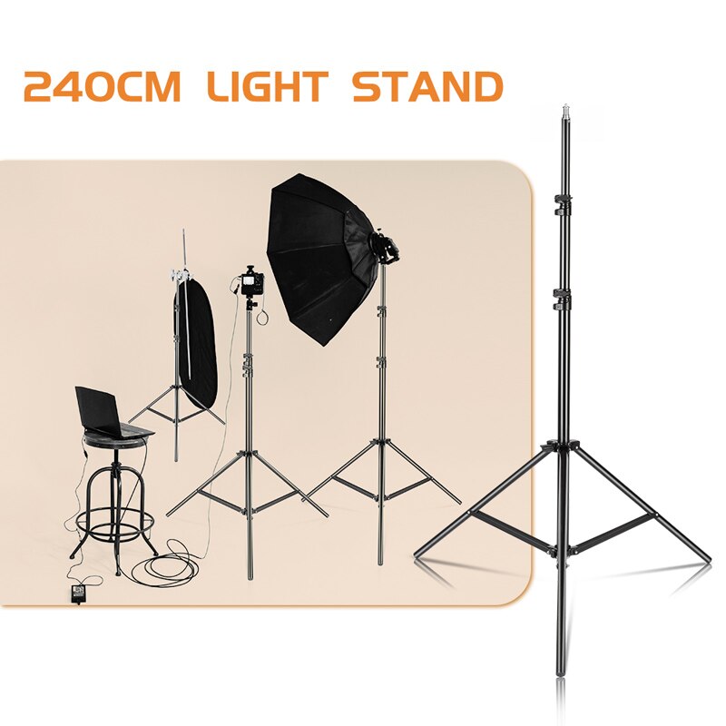 2m 2.4cm Heavy Duty Aluminum Alloy Photography Photo Studio Light Stand Tripod for Video Portrait Reflector Lighting Background