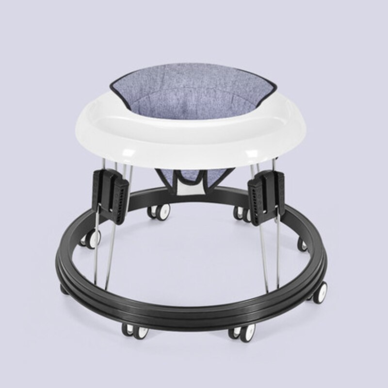 Gåstole med hjul baby walk learning foldbar multifunktion anti-roll anti o-ben rollator højdejusterbar sædestol: Linned grå