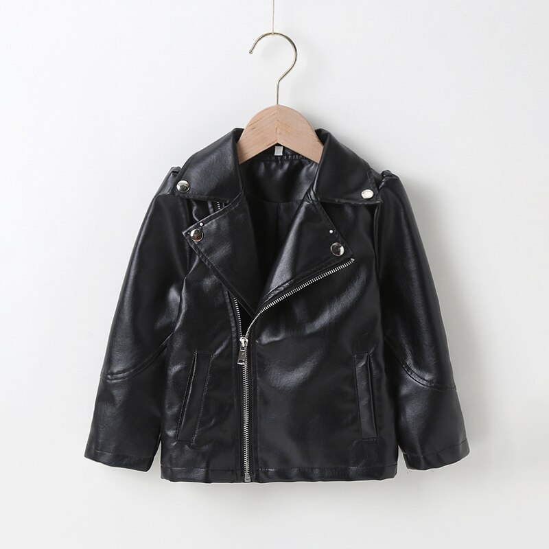 Jongens En Girlsleather Jassen En Najaar Kleding Kinderen Motorfiets Kleding Jongens En Meisjes Punk Retro Lederen Jas: 5T