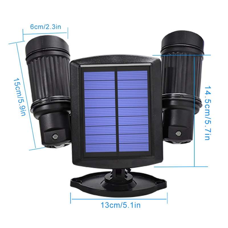 10w zonne-energie lampen cob led kraal dubbele kop verstelbare lamp beveiligingsverlichting spot voor buiten tuin tuin muur waterdicht