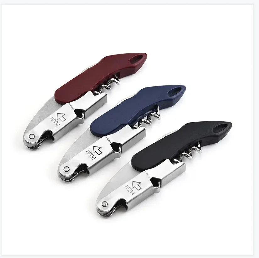 Ouvre-bouteille de vin multifonctionnel, outil de cuisine en liège en acier inoxydable, 1 pièce: Black