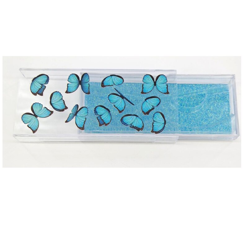 10 stk butterfly print øyenvippe emballasje boks tomme bokser øyenvippe pakke boks 8-20mm vipper rektangel boks: 3