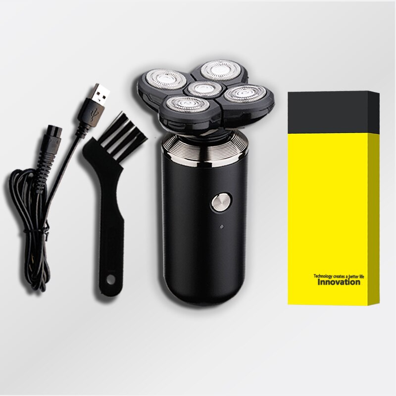 Electric Shaver Rechargeable Electric Beard Trimmer Shaving Machine for Men Beard Razor Wet-Dry Dual Use Washable: STD-Black-Box