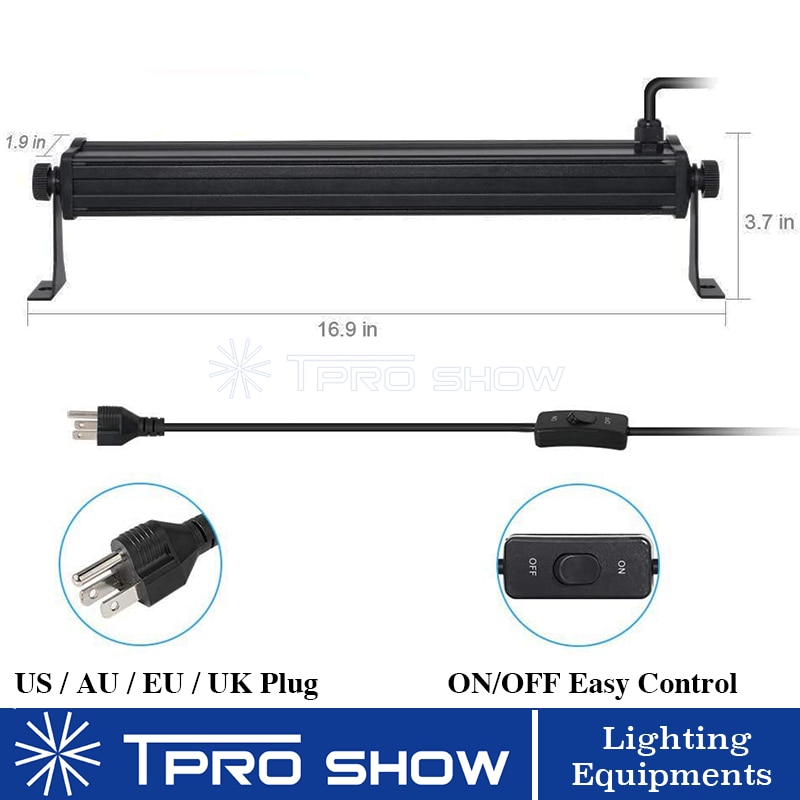 Barra de luz LED negra lineal de 27W, barra de luz UV de 9x3W para pared, luz negra de discoteca que brilla en la oscuridad para Club DE DJ, en casa