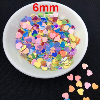 10g/ pakke mix farver glitter negle pailletter pailletter multi størrelse 3mm 4mm 6mm hjerte form løs pailletter nail art på kostpris: 6mm hjerte 10g