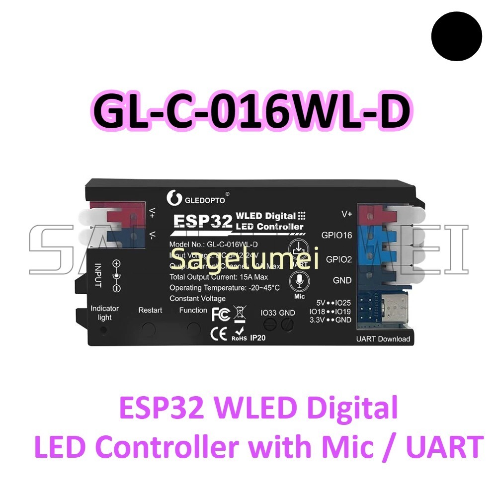 WLED LED Controller GL-C-016WL-D DC 5-24V GLEDOPTO ESP32 Supported WS2811, SK6812, SM16703P, WS2812 Strip Light: Orange
