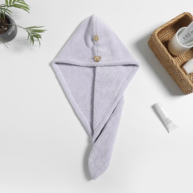 Serviette cheveux séchage rapide tête enveloppante Super Absorption cheveux serviette bouchon séchage rapide cheveux serviette épaisse bonnet de douche couleur unie serviette: light purple