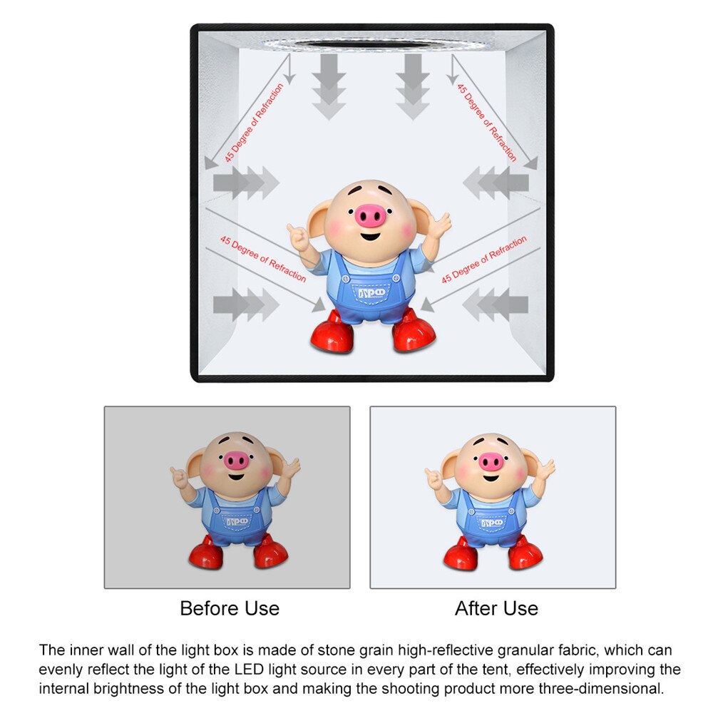 Mini Photography Softbox Fold Portable Ring LED Light Dimmable Photo Studio Shooting Tent Foto Box Kit With 12 Colors Backdrops