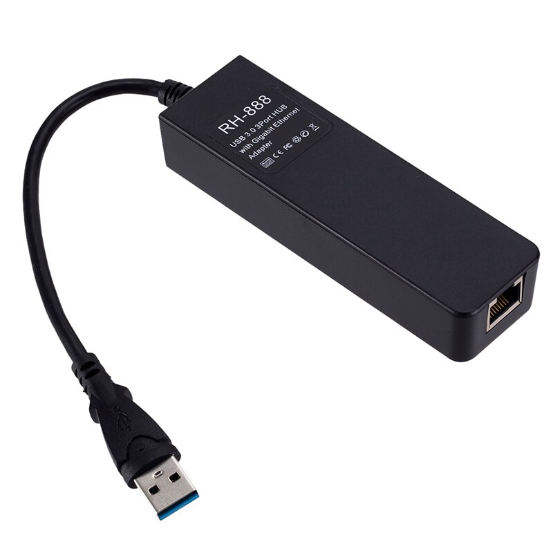 3 Ports USB 3.0 Gigabit Ethernet Lan RJ45 Network Adapter Hub To 1000Mbps: Default Title