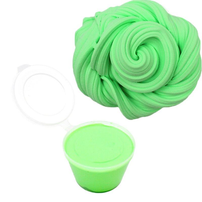 Box Slime Supplies Fluffy Kit DIY Soft Clay Light Charms Floam Slime Glue Putty Antistress Cotton Plasticine Toys for Children: Green Slime