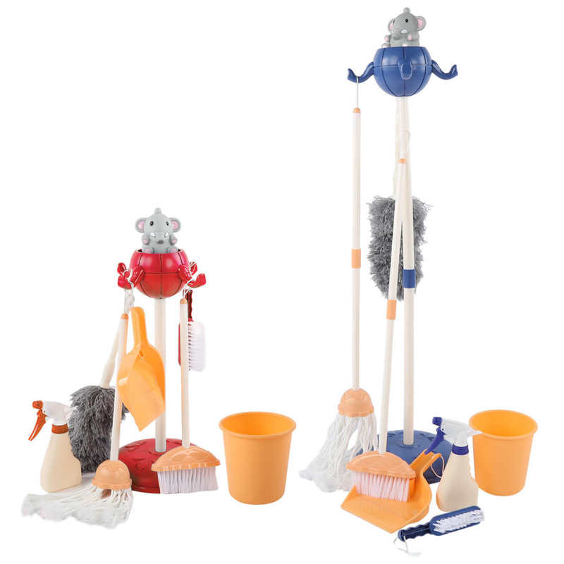 Enfants éléphant ménage outil jouets en plastique dessin animé semblant jouer nettoyage balai vadrouille brosse ensemble jouets éducatifs pour enfants