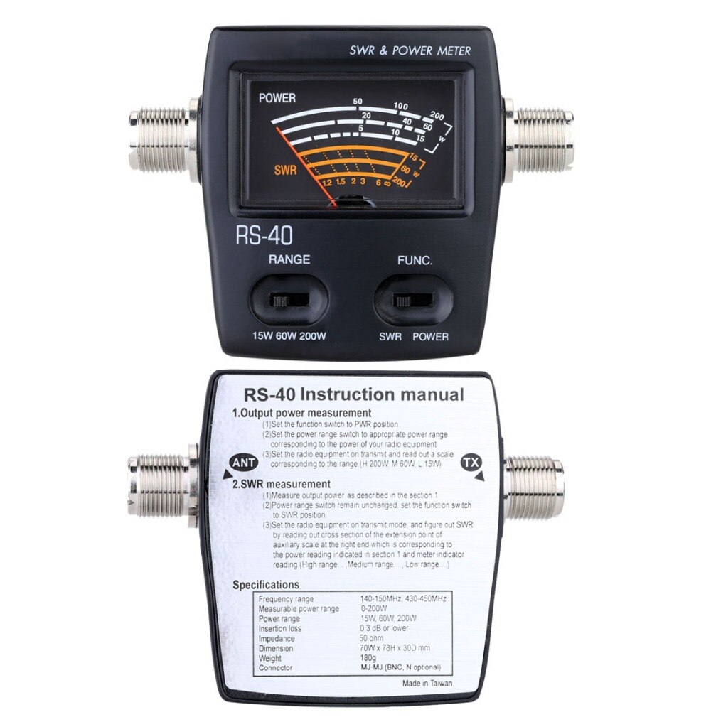 200W Portable SWR Standing Wave Ratio Watt Power Meter for HAM Mobile VHF UH single phase electric Energy Meters