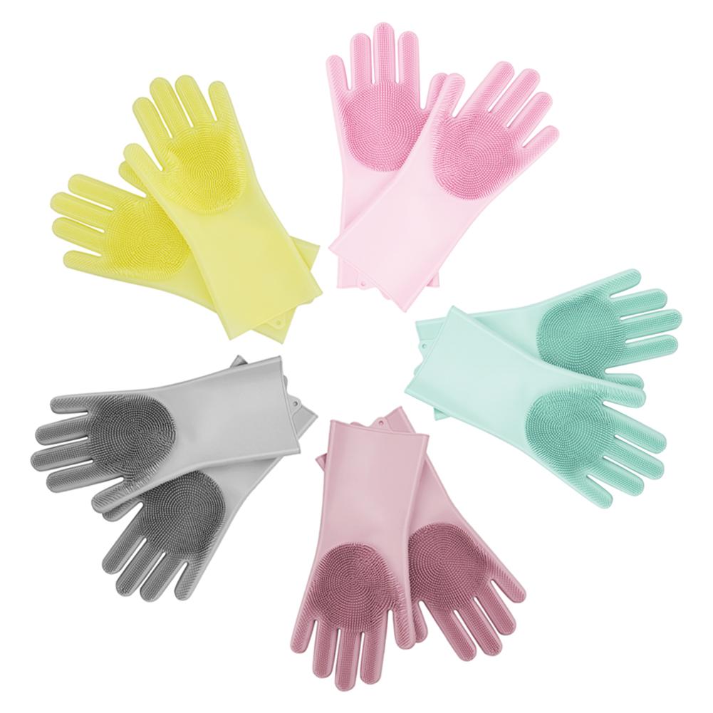 1pcs Silicone Glove Hand-Worn Dishwashing Brush Magic Protect Hands Against High Temperature Cleaning Tool Household Gloves