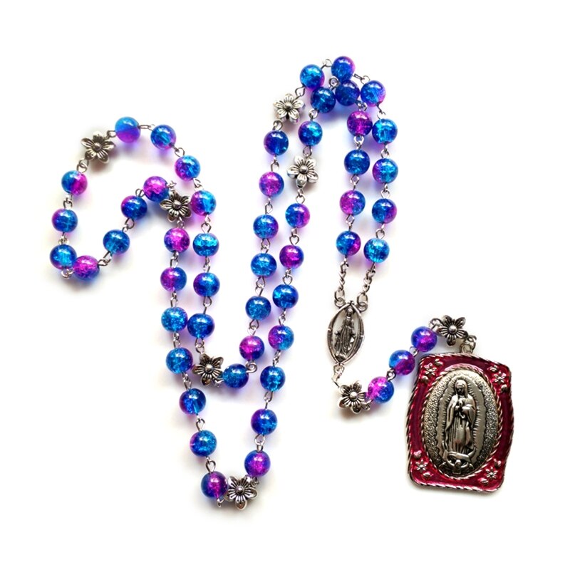 10mm Rosary Beads Luminous Necklace Jesus Crucifix Cross Pendant Necklaces Glow in Dark Religious Jewelry for Men Women: 15