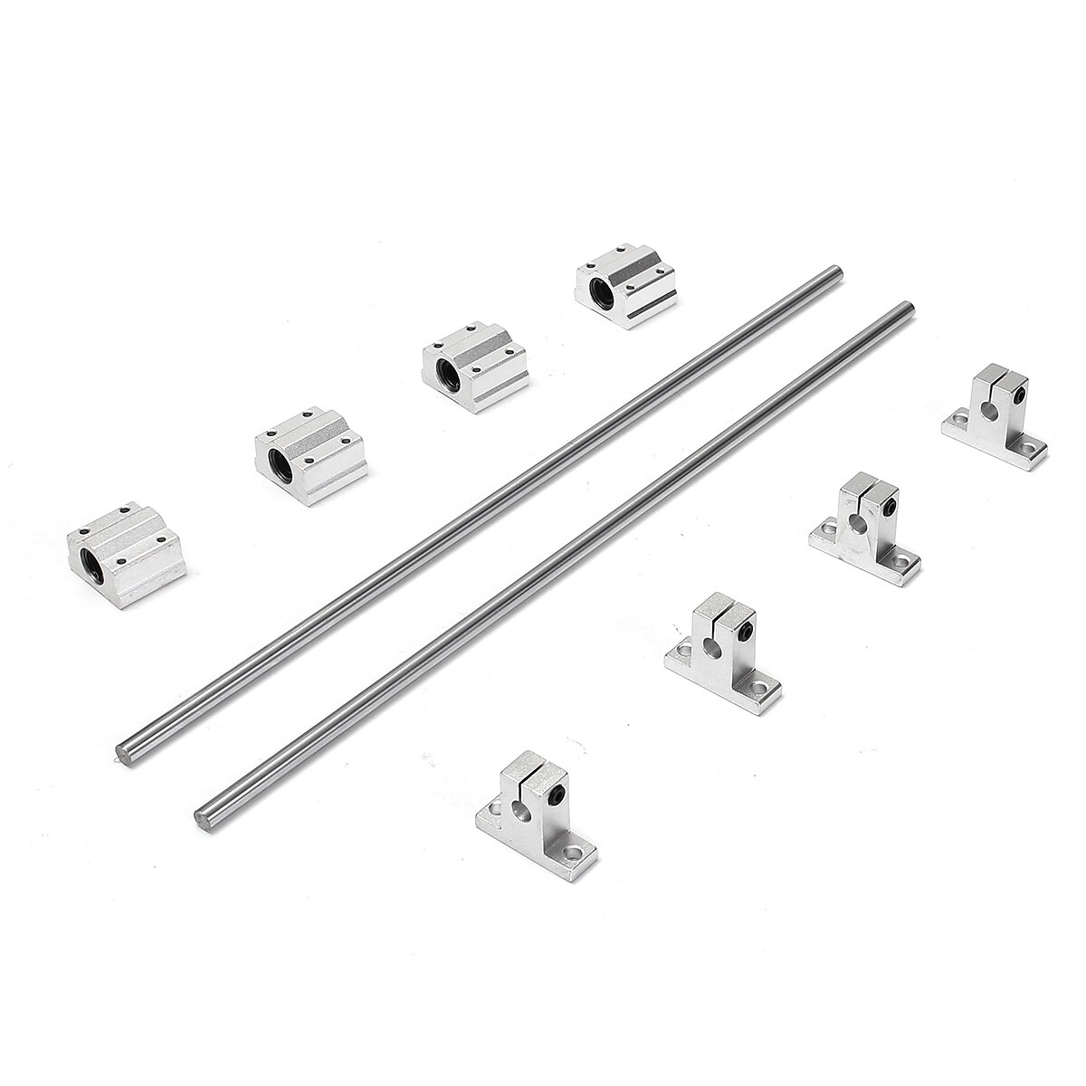 10Pcs/set 8mm Diameter Linear Rail Shaft Rod 400mm with Bearing Guide Support with SCS8UU Bearing Block CNC Parts