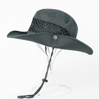 male summer shade bucket hat outdoor leisure sunscreen hats for men: Dark Grey