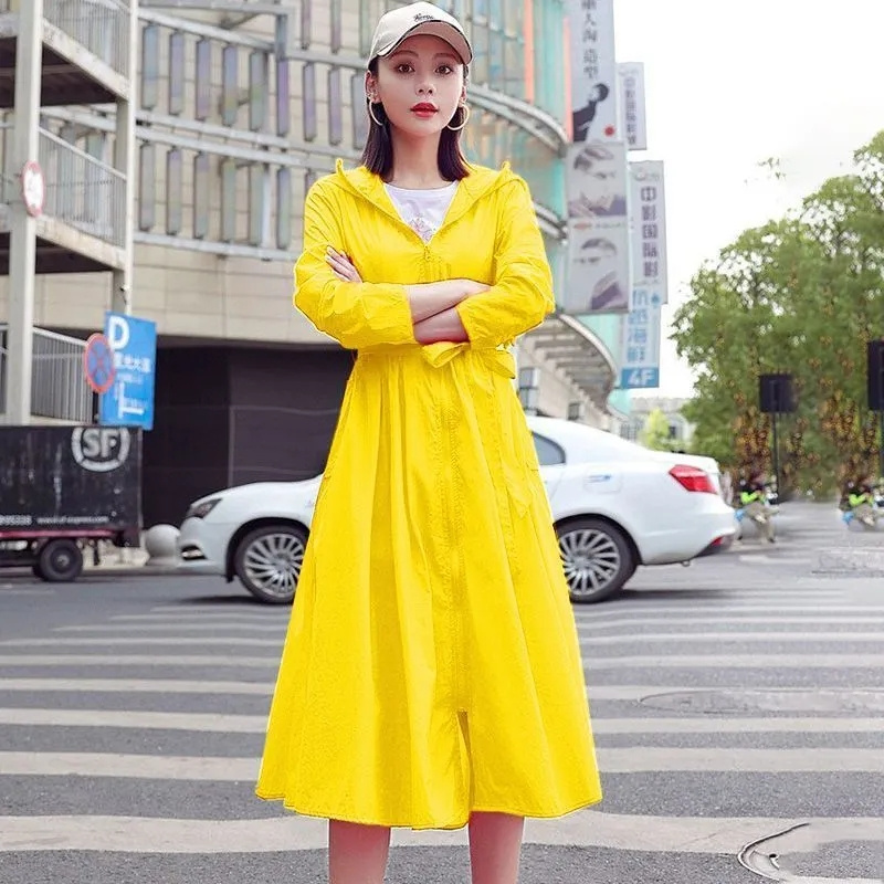 Verano 2025, nueva ropa de protección solar UV, abrigo, chaqueta larga de protección solar para mujer, prendas de vestir de coreana para mujer, abrigo de Joker con capucha: L / Rosa