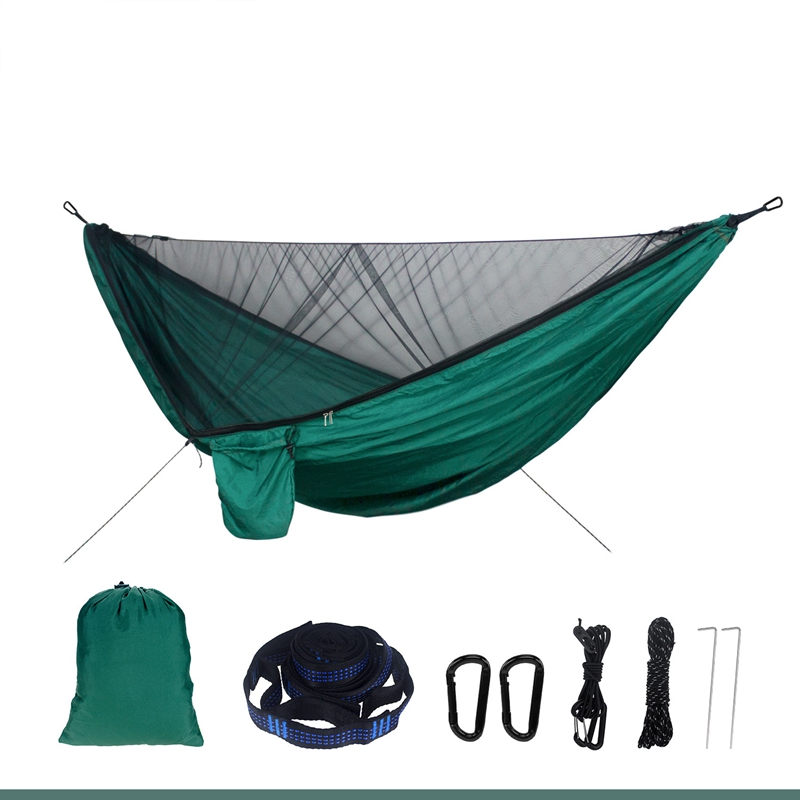 Hg-netting hængekøje + baldakin udendørs camping solskærm bærbar myg vandtæt sving seng