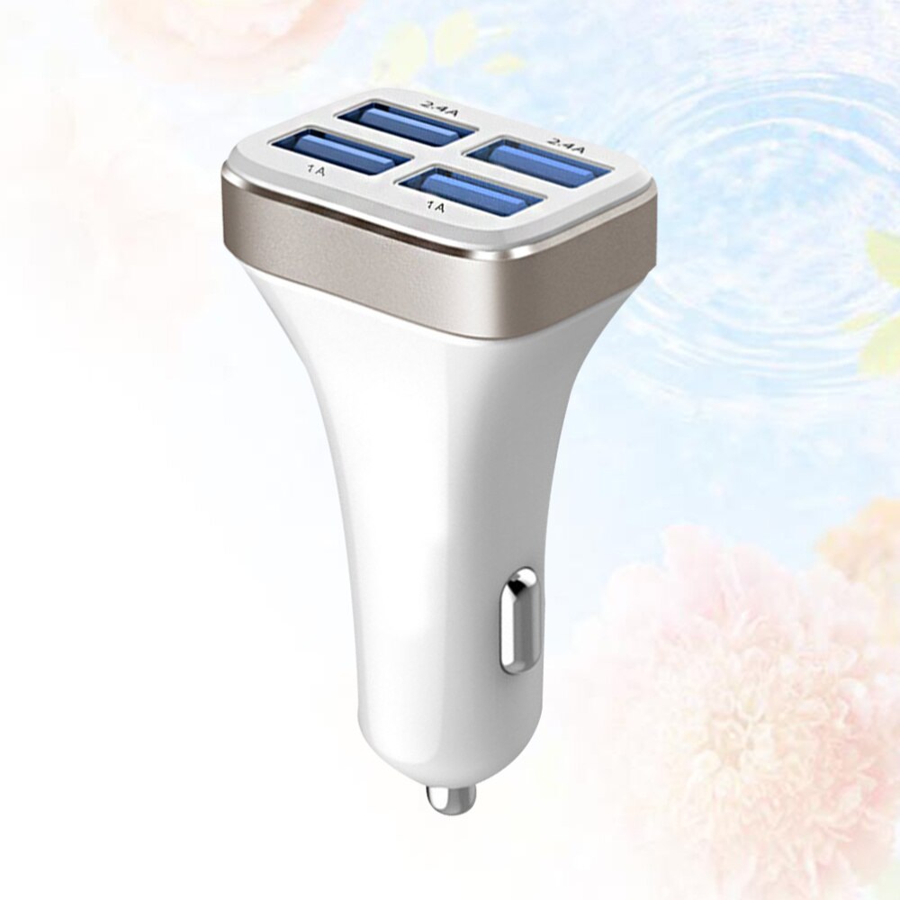 1 pc 2.4A 4 USB Ports Socket Multi Function Car Phone Charger (Black and Silver): As Shown 3