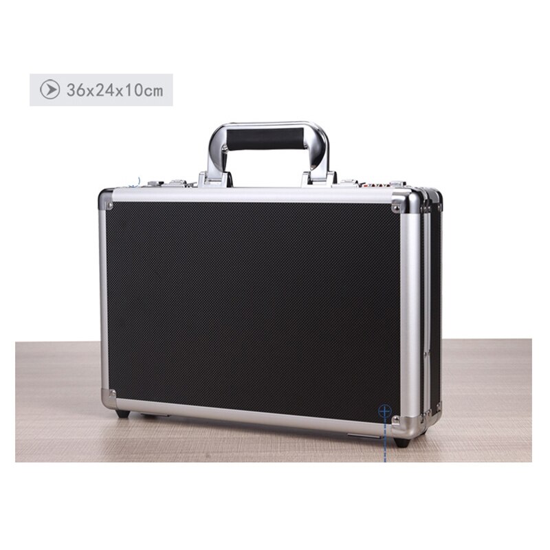 360*240*100mm Portable Lock Box Aluminum Alloy Toolbox Document Insurance Household Storage Box Metal Box with Lock Trumpet: Black