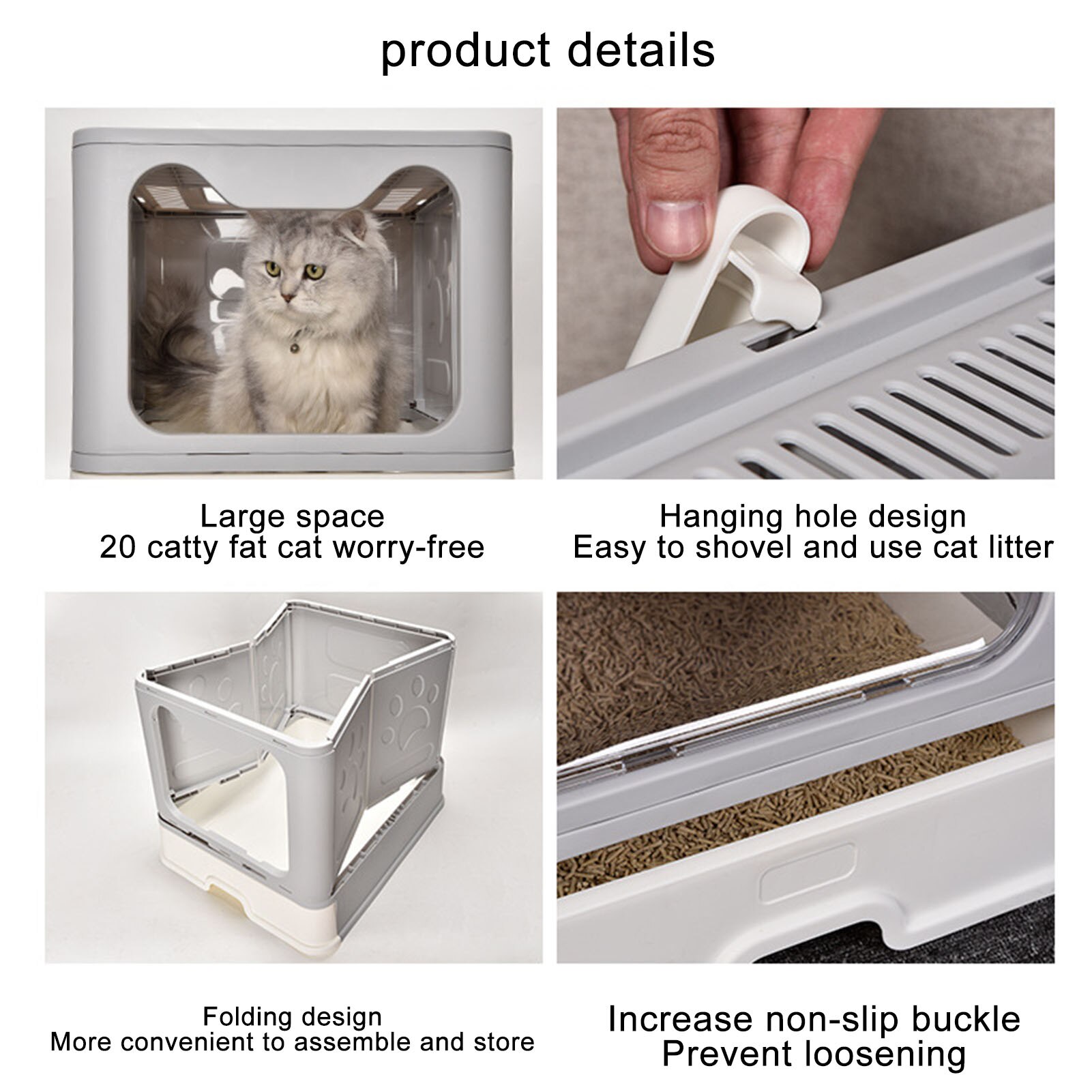 Closed Cat Litter Basin Large Cat Toilet Fold In Top Splash Proof Toilet Cat Litter Tray Fully Enclosed Cat Litter Box Cat Toile