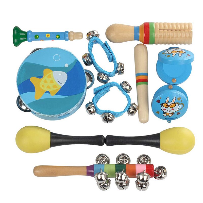10Pcs/Pack Musical Instruments Set Infant Toddler Children Early Childhood Educational Music Percussion Toy Combination Kit