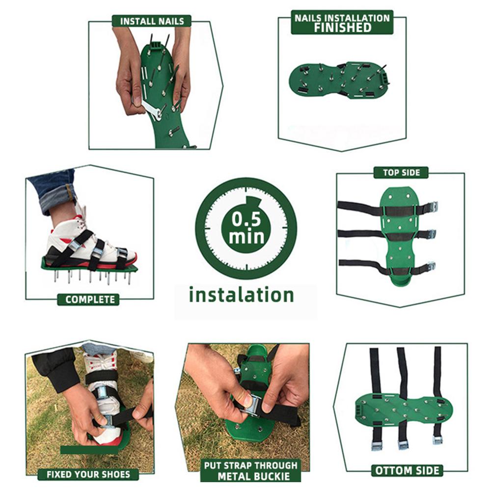 Gazon Beluchter Schoenen Verstelbare 4 Bandjes Quick Release Spiked Bodem Beluchten Sandalen Voor Yard Patio Gazon Tuin Schoenen Voor Kinderen