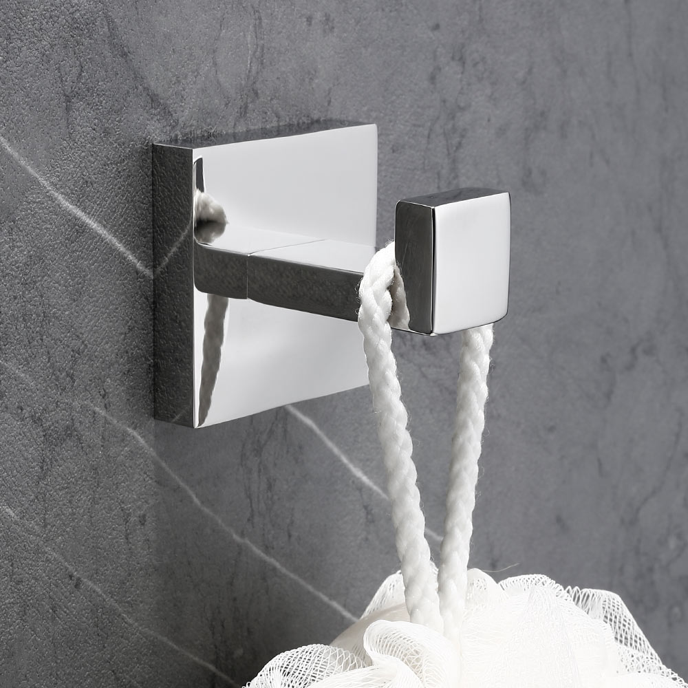 1pcs Deluxe SUS 304 Stainless Steel Wall Mount Square Towel Robe Coat Hook Hat Door Hanger Mirror Polished