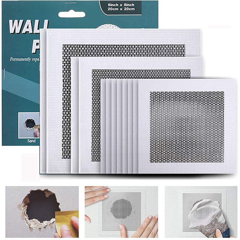 Drywall Repair Kit 12Pcs Aluminum Wall Repair Patch Kit, 4/6/8 Inch Fiber Mesh, Dry Wall Hole Repair Patch Metal Patch